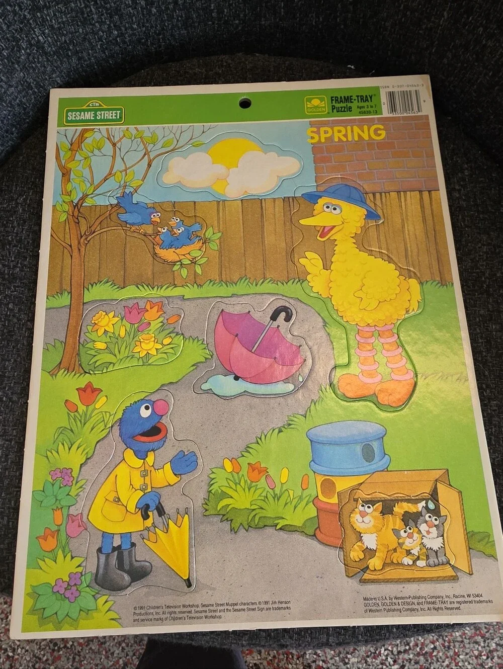 1991 Vintage Golden Sesame Street Frame-Tray Puzzles Seasons Spring Fall Summer